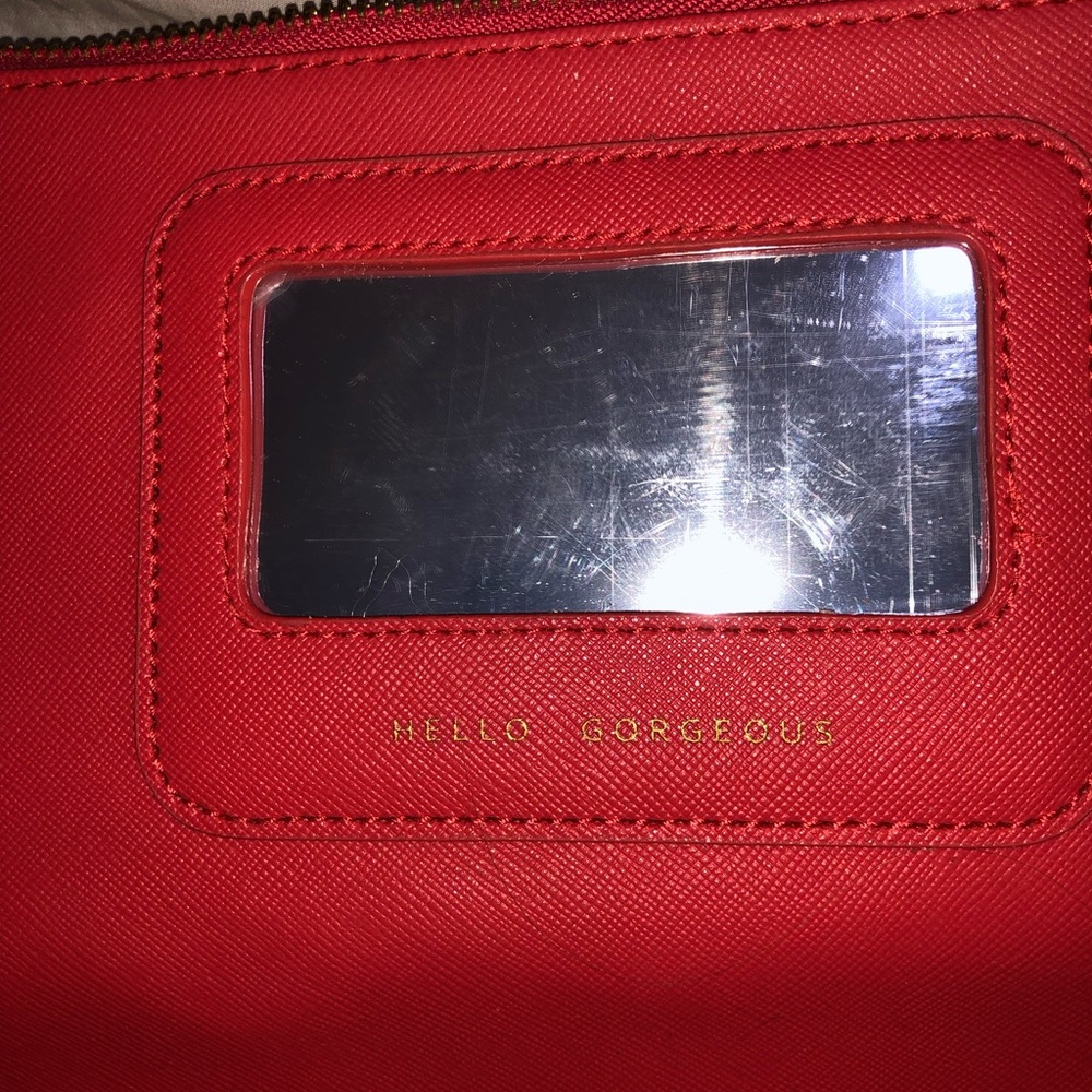 Stella & Dot Laser Cut Coral and Beige Zip Snap Bifold Clutch - Picture 5 of 12